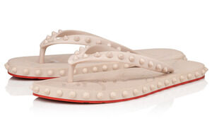 Christian Louboutin Super Loubi Flip Donna Flat Spikes Leche Flip Flop Sandal 37